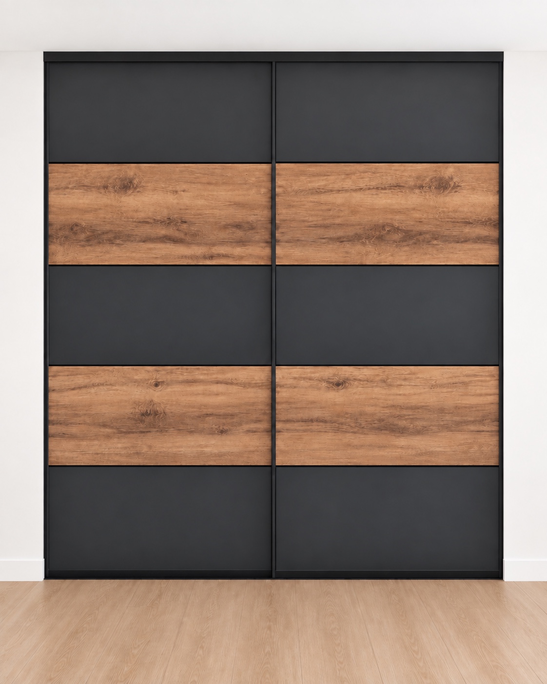 Paneles oscuros y acabado de madera